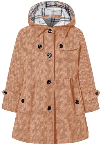 Image of Betusline Girls' Dress Coat, Kids Hoodie Wool Blend Coats Fall Winter Outerwear Peacoat,2-14 Years