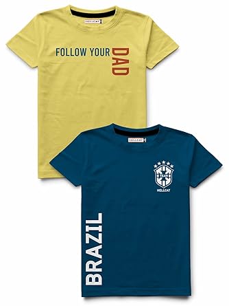 HELLCAT Boys Round Neck Cotton Tshirt -Combo Pack of 2