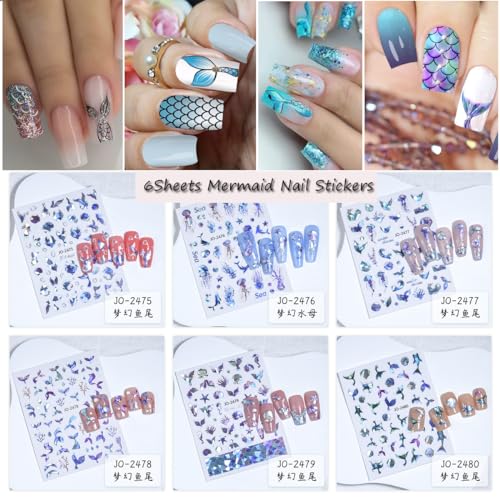 Kzbtrbt AD-748 6Sheets Dreamy Mermaid Tail Nail Stickers thumb #6