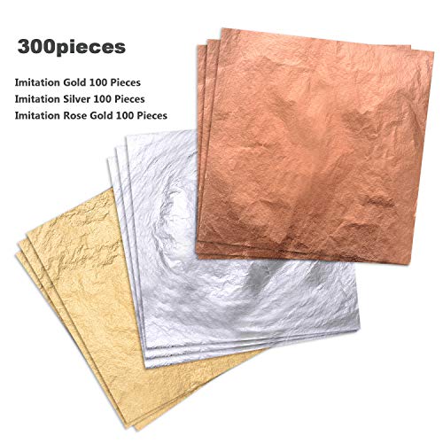 Pangda 300 Pieces Gilding Foil Imitation Gold, Silver And Copper Leaf For Diy Art Crafts Decoration #TOP2