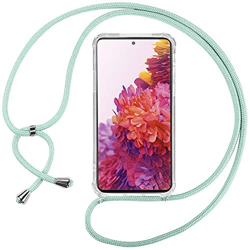 Ingen Coque pour Samsung Galaxy S20 FE avec Cordon Collier Coque,Transparente Silicone TPU Bumper avec Cordon Réglable Téléphone Lanyard Case,pour Samsung Galaxy S20 FE Collier Cover(Vert) Cover