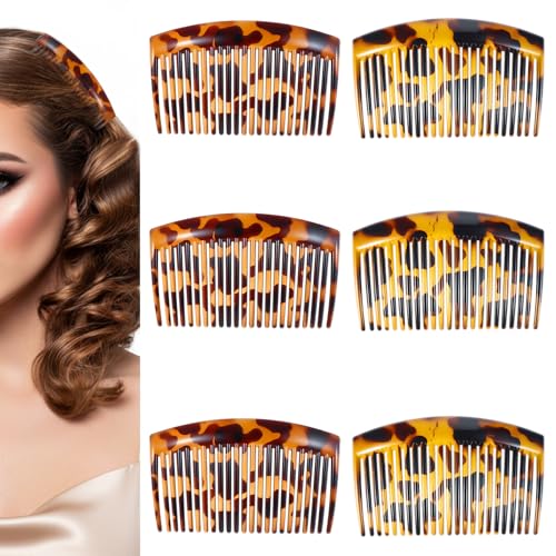 6 Pcs French Tortoise Side Comb Hair Combs for Women Accessories 23 Teeth Side Comb Curved Combs Clip To Make A French Twist