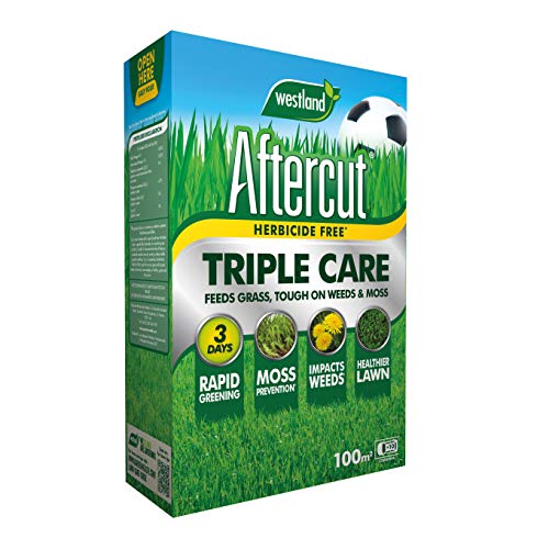 Aftercut 20400504 Herbicide Free Lawn Triple Care 100m2 Spreader Box, Yellow, 3.5 kg