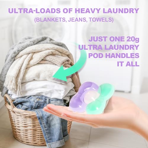 Image of 80-Count Laundry Detergent Pods, 5-in-1 Ultra Concentrated Pacs for Large Loads, 1 Pod Equals 2 Regular Ones, Stain Remover, Color Protector, Fabric Care, Deep Clean, HE Compatible (Pear & Freesia)