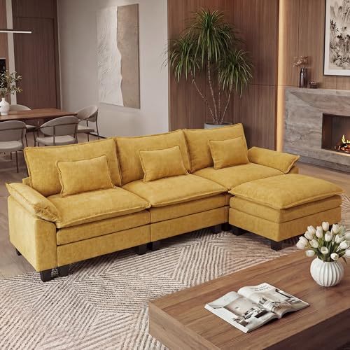 Image of URRED Oversized Modular Sectional Sofa,Yellow:122 inch L Shaped