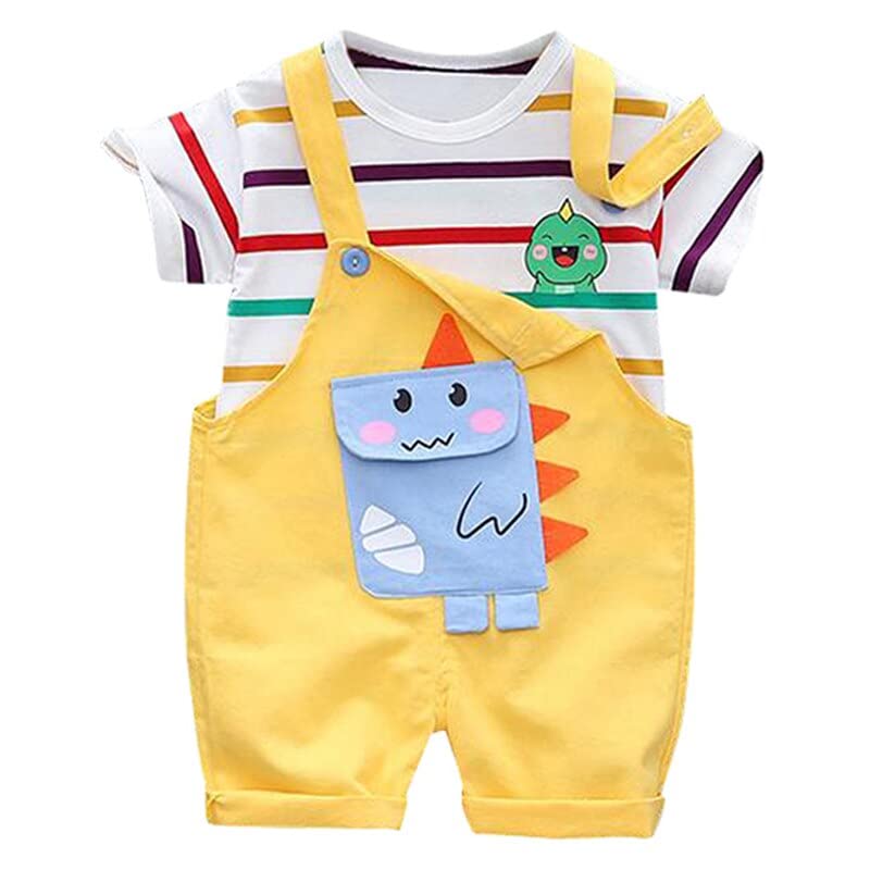 Bold N Elegant Unisex Kid Denim Striped Dungaree