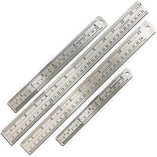 Mr. Pen- Steel Rulers, 4 Pieces (6, 8, 12, 14 inch) Rulers, Metal