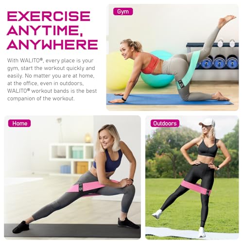 Image of Walito Resistance Bands for Legs and Butt,Exercise Bands Set Booty Bands Workout Bands Hip Bands Wide Sports Fitness Bands Stretch Resistance Loops Band Anti Slip Elastic (Set 2)