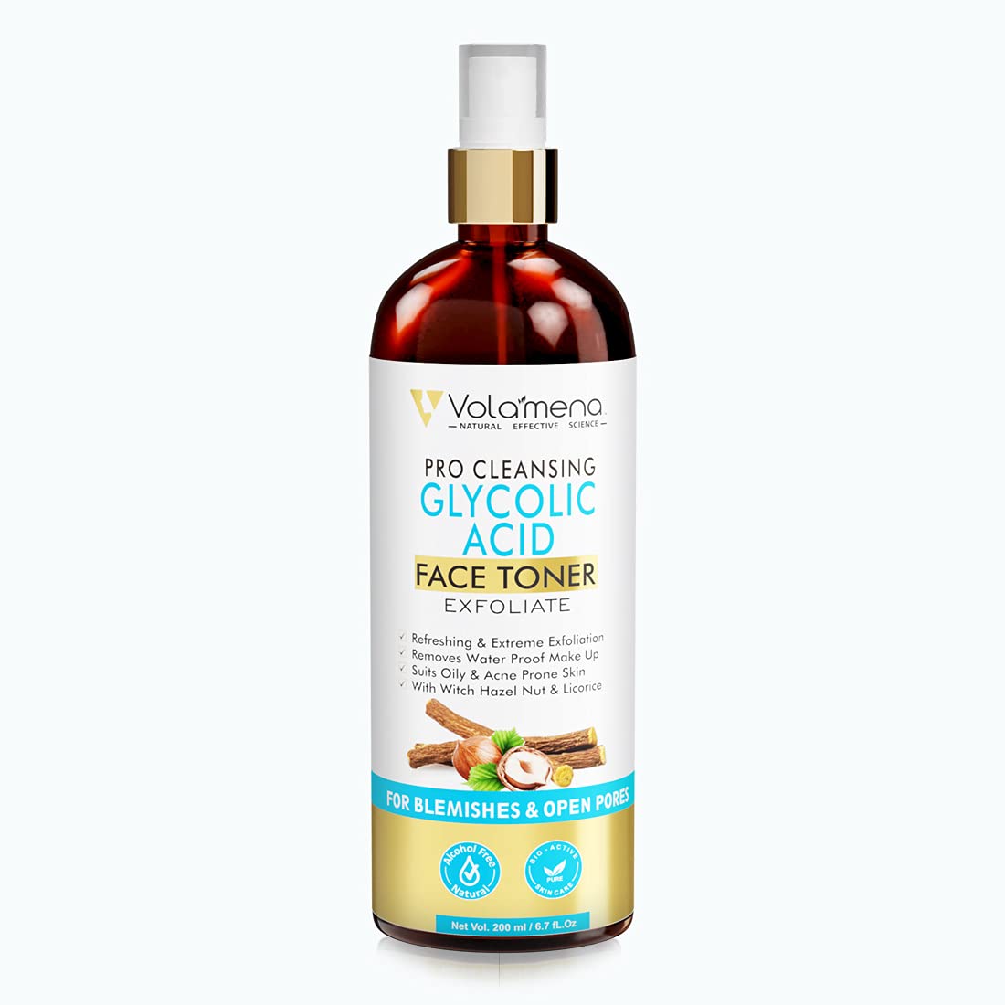 Volamena Pro Clear Glycolic Acid Face toner for glowing skin open pores tightening For oily skin Women & Men 200 ml