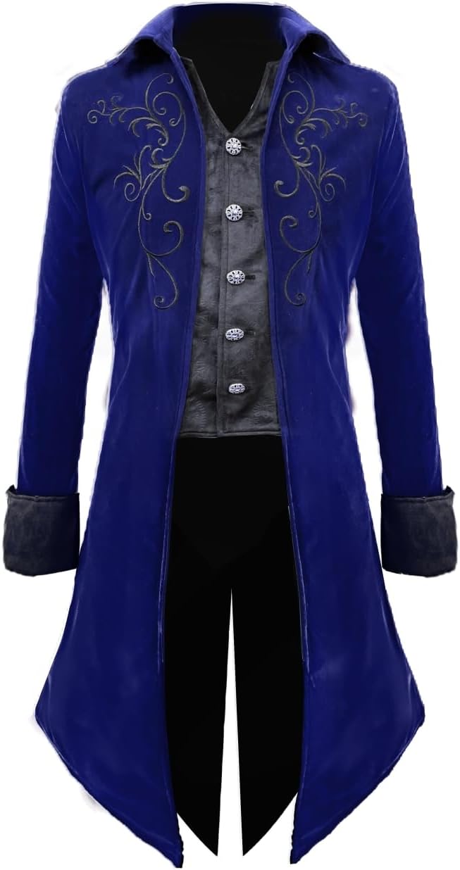 Crubelon Mens Steampunk Tailcoat Jacket Gothic Medieval Victorian Frock Coat
