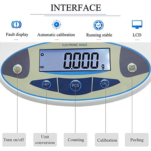 Hochpräzise Digitale Analysenwaage 1 mg Präzisions-Elektronikwaage Schmuckwaage Küchenpräzisionswaage Elektronisch kalibriert (300 g, 0,001 g)