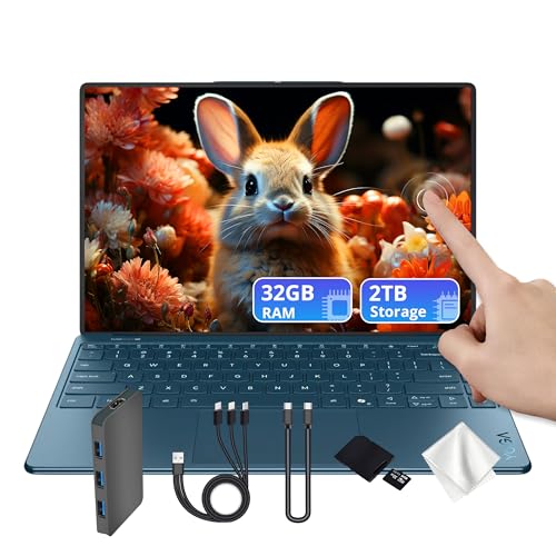 Lenovo Yoga Slim 9i 14 4K OLED Touch Laptop Intel Ultra 7 258V 32GB RAM 2TB Storage(1TB SSD&1TB Docking Station) Intel Arc Graphics Backlit Keyboard Copilot+PC Fingerprint Win 11 Tidal Teal