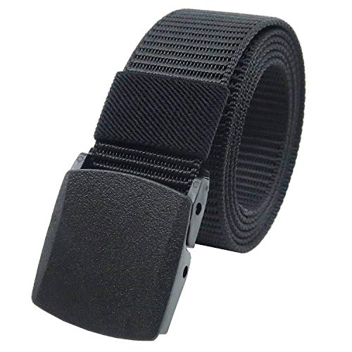 YEHMAN Ceinture sangle militaire en toile nylon ajustable 120 cm boucle plastique sans nickel anti allergie (Noir)