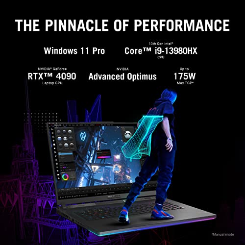 Image of ASUS ROG Strix Scar 18 (2023) Gaming Laptop, 18 inch Nebula Display 16:10 QHD 240Hz /3ms, GeForce RTX 4090, Intel Core i9-13980HX, 32GB DDR5, 2TB PCIe SSD, Wi-Fi 6E, Windows 11 Pro, G834JY-XS97,Black