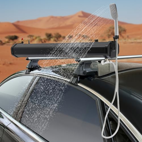 Ducha portátil para carretera, tanque de agua presurizado con gran capacidad 7.93 gal, tubería de agua de 1.7 m, con cabezal de ducha, ducha para barra de techo, suministro de agua para actividades al aire libre miniatura 6