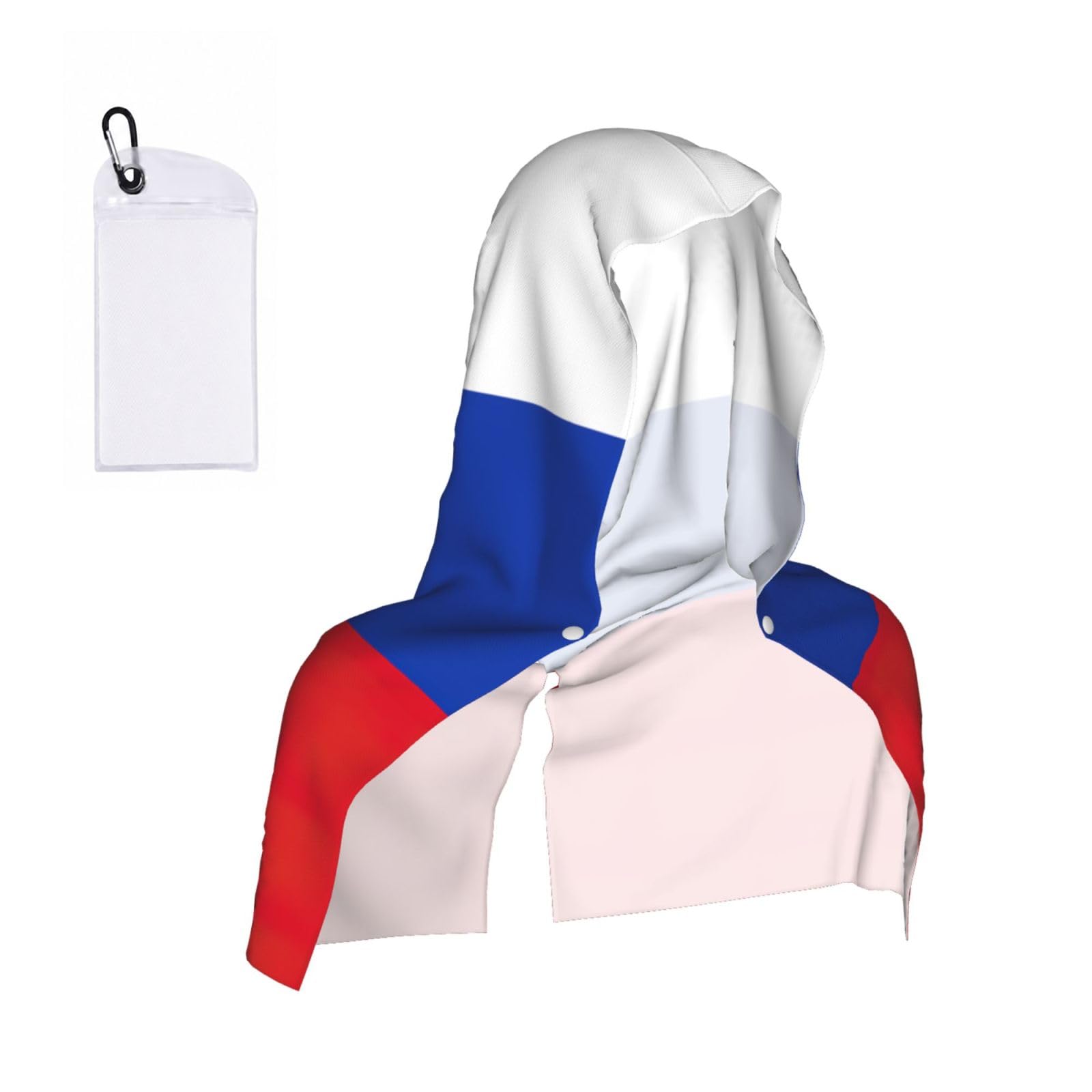 DUWAA Russian Flag Print Cooling Hooded Sports Towel, 30×60cm Quick Drying Summer Cool Head Wrap For Neck And Face