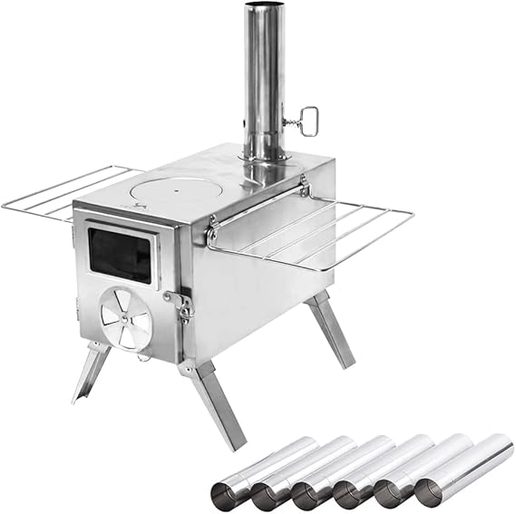 TOMOUNT Zeltofen Camping Hunting Edelstahl Campingkocher Herde mit