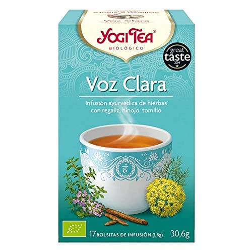 Yogi Tea, Voz clara - Infusão Ayurvédica com alcaçuz, erva-doce e tomilho, sem cafeína, 17 saquetas (30,6 g)