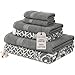 Amrapur Overseas | Trefoil Filigree 6 Piece Reversible Yarn Dyed Jacquard Towel Set (Platinum)