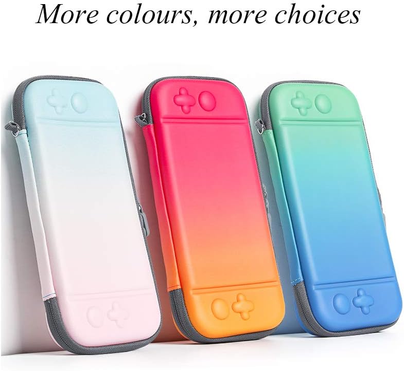 Carry Case for Nintendo Switch Lite, Ultra Slim Hard Shell with 8 Game Cartridges, PU Leather Hard Portable Travel Carry Case Shell Pouch(Blue & Pink)