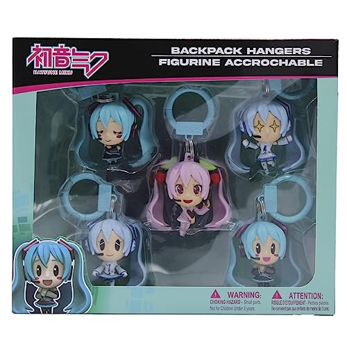 Just Toys LLC Hatsune Miku Backpack Hangers – 5?Pack Sakura, Snow & Classic Miku Keychains – PVC Anime Hangers for Bags, Backpacks, Purses & Gifts