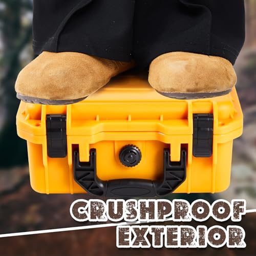 Image of Relaxweex 1 Pcs Waterproof Hard Case with DIY Customizable Foam Insert Portable Protective Case with Knife for Camera Drones Equipments Tools Test Instruments(Yellow,22.4 x 16.1 x 10.2 Inch)