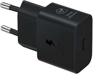 Samsung Caricabatterie USB Type-C Super Fast Charging 25W EP-T2510NBEGEU (senza Cavo), caricatore originale Samsung, porta USB-C, Nero