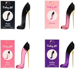 Fantasy Girl Mini High Heel Perfume Gift Set for Women (1oz/30ml x 4pcs) Pink Rose, Blush, Perfect, & Ambition (Pack of 4)- Eau De Parfum