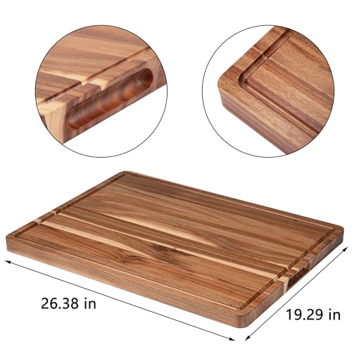 Tablas de Cortar PioneerWorks de Madera de Acacia, Rectangulares y Reversibles con Ranura Profunda para Jugos, Ideal para Carnes, Frutas y Verduras miniatura 2