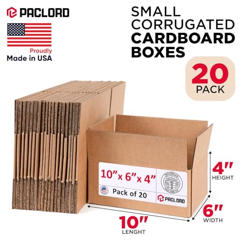 Image of Small Cardboard Boxes 10 inchL x 6 inchW x 4 inchH (Pack of 20) - USA-Made Packing Boxes for Moving, Shipping, or Storage - USPS, UPS, FedEx Approved - Professional Packing Supplies for Moving