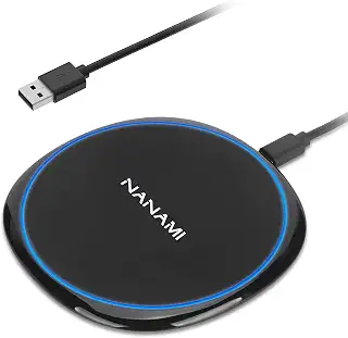 NANAMI ワイヤレス充電器 Qi認証 15W出力 USB Type-C ポート 超薄型 置くだけ充電器 | iPhone 18/17/16/15/14/13/12シリーズ/SE第3世代/11/X/XR/8 AirPods Pro(Pro3/Pro2)/4 Galaxy S26/S25/S24/S23(Ultra) Pixel 各機種対応 敬老の日ギフト 黑