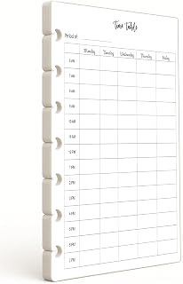 Time Table for 7 Disc Mini Planners Teacher Time Table Plan Inserts Refill Homeschool Planner, 7-Disc Printed Planner for 4.6 x 7 inches Mini Size 7-Ring Planners