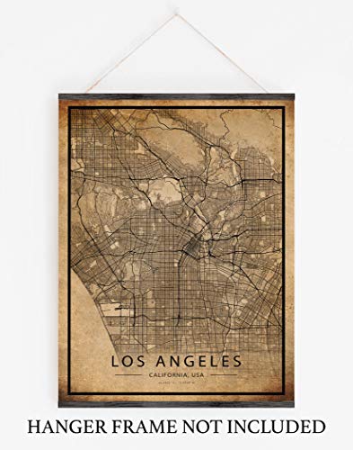Los Angeles Map Vintage Style Poster Print | 11"X14" Unframed Cityscape Artwork | Antique Style Home Decor | United States Wall Art | Vintage California Grid Art #TOP5