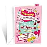 Prime Greetings Granddaughter Valentine's Day Card, Made in America, Eco-Friendly, Thick Card Stock with Premium Envelope 5in x 7.75in, Packaged in Protective Mailer