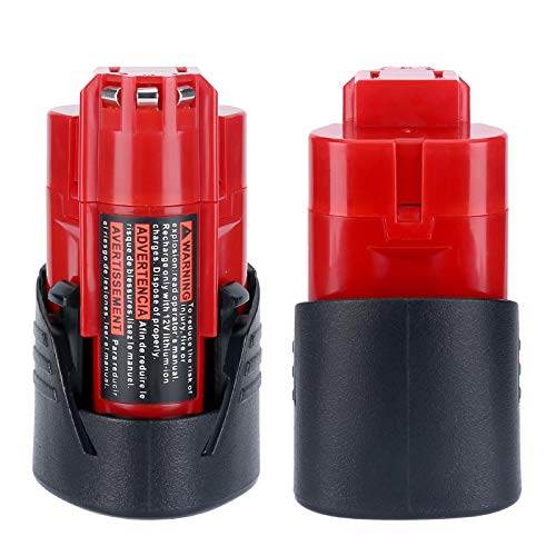 Lasica 2 Pack M12 Li-Ion Battery Packs 48-11-2401 Replacement for Milwaukee M12 12V Battery 48-11-2411, 48-11-2420, 48-11-2450, Compatible with Milwaukee M12 12 Volt Cordless Tools Batteries