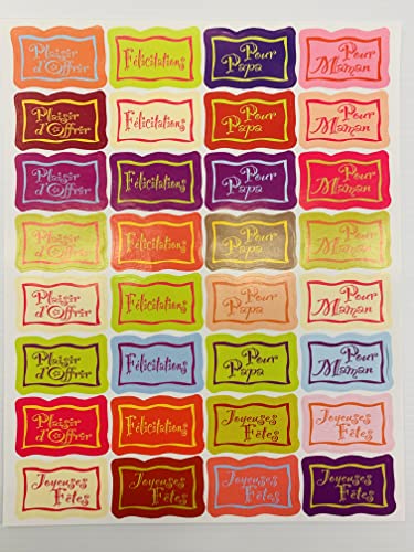 Affichesstore 30253 - Lot de 160 Stickers - 5 Feuilles de 32 Etiquettes Adhésives Rectangulaires 42x28mm - Messages Cadeaux Divers Cover