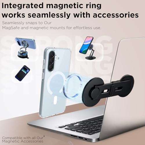 Image of RIGGEAR Shockproof Clear Hybrid Armor Magnetic Back Cover Case Compatible with MagSafe Accessories for Samsung Galaxy A57 5G (Transparent PC and TPU Bumper)