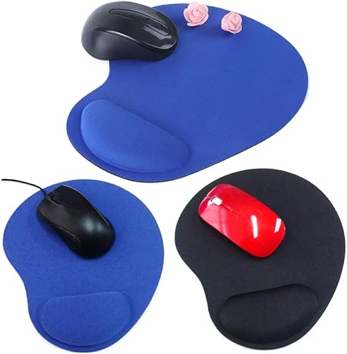 Miniatura 3 de Alfombrilla de mouse para juegos para juegos en casa, oficina, color sólido, antideslizante, con soporte para muñeca, color rojo