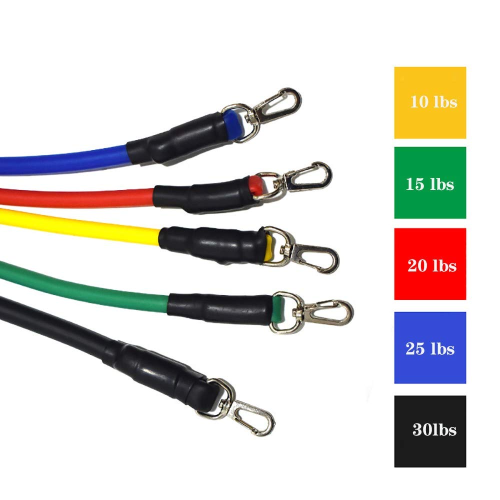 Resistenza Band Set Bande di Resistenza,5 Bande Elastiche in Lattice con Maniglie,Gancio per Fissaggio alla Porta Cinghie Punta Piedi e Borsa,per Attrezzi da Fitness,Yoga,Pilates