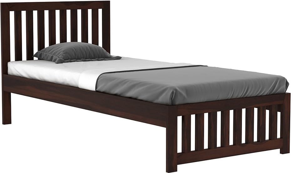Image of AADITYA WOODS Solid Sheesham Wood Single Bed Cot Without Storage | Single Size Bed for Bedroom | Multipurpose Use Bed- Walnut9