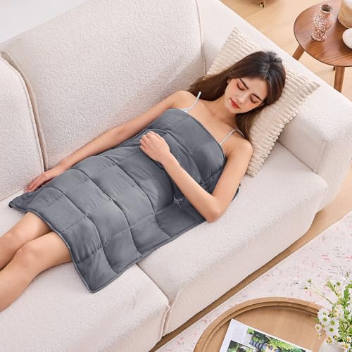 Image of Weighted Lap Blanket for Adults 5lbs, 29 inchx33 inch Cooling Heavy Throw Blanket, Portable Travel Weighted Blankets, Soft Small Blankets Gift for Sleeping, Grey
