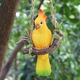 XKFLAUHM Hanging Parrot Garden Decor Outdoor Tropical Tiki Bar Decor Yellow