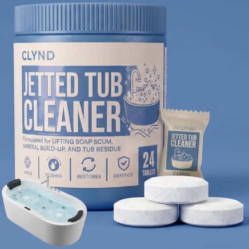 Jetted Tub Cleaner for the Jets and the Tubes 24 Tablets Hot Tub Cleaner for Jet Bathtub Heavy Duty - No Harsh Chemicals and Septic Safe - Compatible with Whirlpool, Spa, Jetted Bath