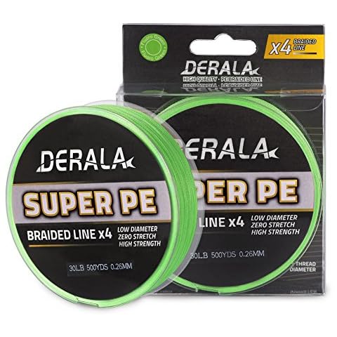DERALA SuperPower Braided Fishing Line Super Smooth Nylon Fishing Line Saltwater Freshwater 10LB-60LB (Fluorescent Green, 125-Yard/50LB) Cover