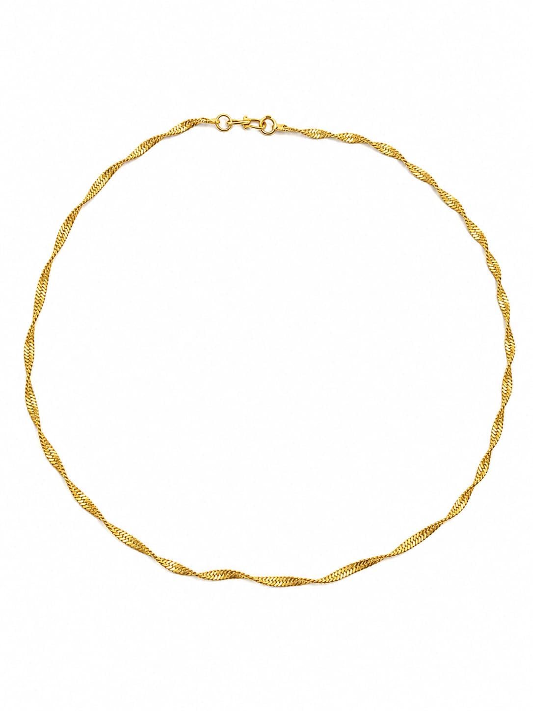 Twisted Herringbone Chain Necklace for Men, Gold Polish, Micro Chain Style-image-20