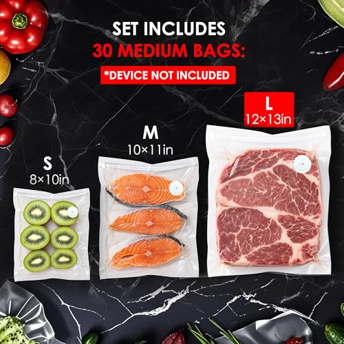 Image of Reusable Vacuum Sealer Bags for Food - 30 Large (12 x 13 in) For Elxis Vacuum Sealer (Without Vacuum Sealer)