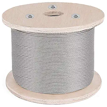 Cable Railing 1000FT Stainless Steel Wire Rope 1/8 Inch Stainless Stranded Wire 1x19 Wire Rope T316 (1000FT) (1000FT)