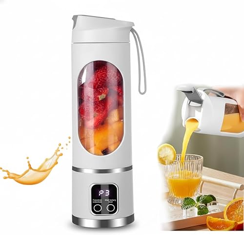 Batidora portátil con puerto de carga USB-C, licuadora portátil compacta personal, adecuada para batidos, jugos, viajes, gimnasio, potente licuadora
