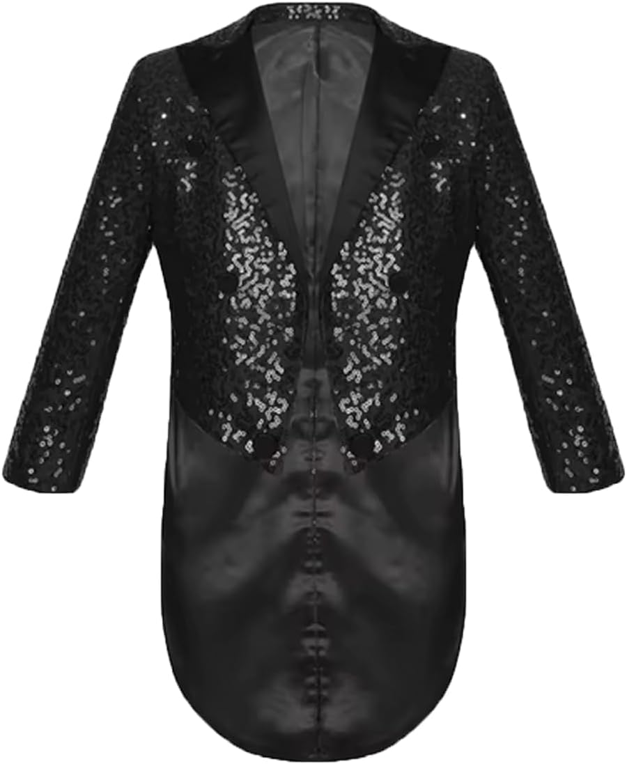 ORBITRAY Kids Boys Sequin Lapel Blazer Gentleman Suit Tuxedo Coat for Wedding Birthday Party Circus Magic Shows Stage
