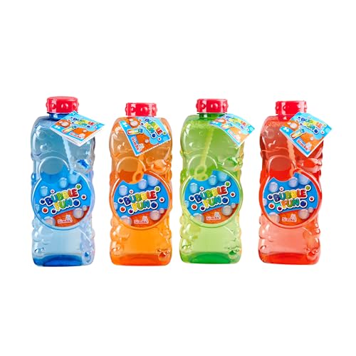Bubble Fun Soap Bubbles Bottle 1 Litre 4 Assorted Designs Only One bottel Random selection to be Delivered 1 Litre Lye with Soap Bubbles Stick from 3 Years